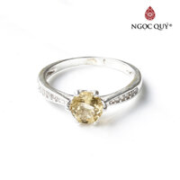 Nhẫn bạc mặt đá citrine thạch anh vàng mệnh thổ, kim - Ngọc Quý Gemstones - 16mm - 1