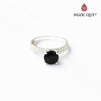 Nhẫn bạc mặt đá sapphire đen mệnh thủy, mộc - Ngọc Quý Gemstones - 15mm
