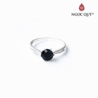 Nhẫn bạc mặt đá sapphire đen mệnh thủy, mộc - Ngọc Quý Gemstones - 17mm