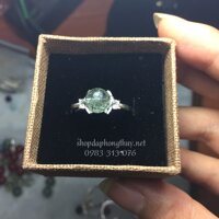 Nhẫn bạc mix đá thạch anh tóc xanh