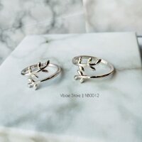 Nhẫn bạc mở Leaf Ring phong cách Hàn Quốc, chiếc lá.