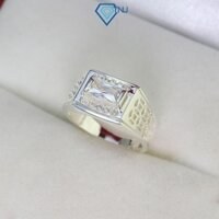 Nhẫn bạc nam đeo ngón út đính đá hình chữ nhật sang trọng NNA0407 - Trang Sức TNJ