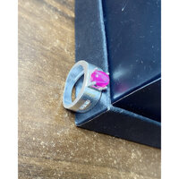 Nhẫn bạc nam đính đá ruby sao