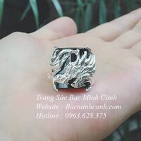 Nhẫn bạc nam hình rồng đá đen NN045