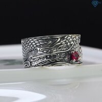 Nhẫn bạc nam hình rồng xi bạc thái đính đá đỏ cá tính NNA0273 - Trang sức TNJ