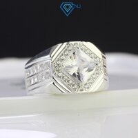 Nhẫn bạc nam mặt đá vuông sang trọng tinh tế đường nét NNA0522 - Trang Sức TNJ