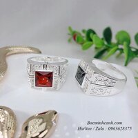 Nhẫn bạc nam mặt đá vuông NN004