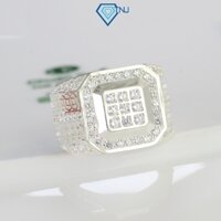 Nhẫn bạc nam mặt vuông đính đá kim tiền hút tài lộc sang trọng NNA0370 - Trang Sức TNJ