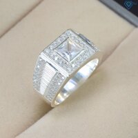 Nhẫn bạc nam mặt vuông đính đá cá tính NNA0319 - Trang sức TNJ