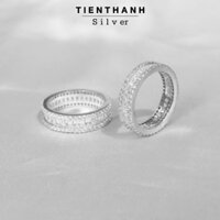 Nhẫn bạc Nam Nữ TIENTHANH SIVER full đá lấp lánh nam nữ đeo đk bạc thật