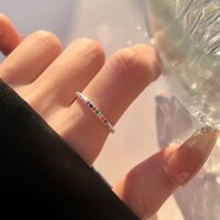 Nhẫn bạc nhẫn nữ bạc s925 nhẫn nhám trắng đinh đá sắc màu cầu vồng phong cách Hàn Quốc Cá jewelry  NB210