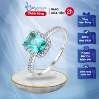 Nhẫn bạc nữ 925 xi bạch kim cao cấp đính đá paraiba tourmaline xanh lam tổng hợp nhân tạo - N2791 - Bảo Ngọc Jewelry