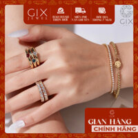 Nhẫn bạc nữ cá tính đeo ngón trỏ bạc 925 Gix Jewel mạ vàng 18k bản lớn đính đá nhiều màu