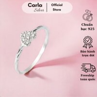 Nhẫn Bạc Nữ Carla Mặt Tim Đá Mini Viền Xoắn Nữ Tính Dễ Thương