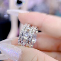 nhẫn bạc nữ chạm máy bạc xi Ý