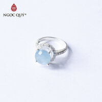 Nhẫn bạc nữ đá Aquamarine mệnh thủy, mộc - Ngọc Quý Gemstones - Ni 17