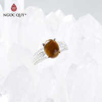 Nhẫn bạc nữ đá mắt hổ vàng nâu mệnh thổ, kim - Ngọc Quý Gemstones - Ni 16