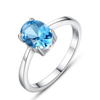 Nhẫn Bạc Nữ Đá Topaz Xanh N-1449  Bảo Ngọc Jewelry  Freesize  - 7