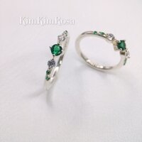 Nhẫn bạc nữ đá xanh trắng Topas nhân tạo cao cấp sterling silver ring KimKimRosa trang sức bạc cao cấp