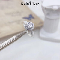 Nhẫn bạc nữ Duin Silver hoa sen đính đá bạc thật
