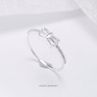 Nhẫn bạc nữ FLEUR hình nơ đính đá lấp lánh đeo hàng ngày