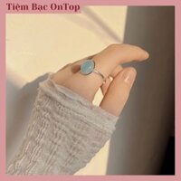 Nhẫn Bạc Nữ Gắn Đá Aquamarine Freesize Tiệm Bạc OnTop