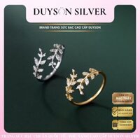 Nhẫn bạc nữ hình chiếc lá nguyệt quế đính đá CZ cao cấp, mạ vàng trắng DUYSON SILVER [NFXK3]