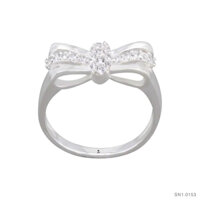 NHẪN BẠC NỮ HÌNH NƠ ĐÍNH ĐÁ CZ – SN1.0153