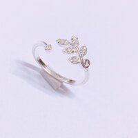 Nhẫn bạc nữ kiểu lá hở đá nhỏ dễ thương