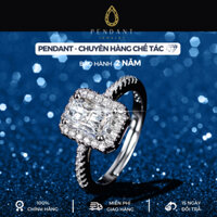 Nhẫn Bạc Nữ Mặt Chữ Nhật Xi Vàng Trắng Cao Cấp 1 Carat Thương Hiệu PENDANT - Giấy Kiểm Định - N015