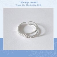 Nhẫn bạc nữ PANSY thiết kế freesize độc đáo - Nhẫn đeo ngón trỏ bằng bạc ta đính đá sang trọng
