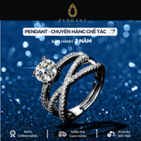 Nhẫn Bạc Nữ Quấn Chéo Xi Vàng Trắng Cao Cấp 1 Carat Thương Hiệu PENDANT - Giấy Kiểm Định - N008