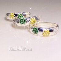 Nhẫn bạc nữ S925 Hoa tuyết đá Emerald - Citrine nhân tạo KimKimRosa Jewelry