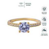 Nhẫn bạc nữ TLEE đá bốn chấu mạ vàng 14k nạm đá cao cấp TleeJewelry A0137