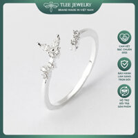 Nhẫn bạc nữ TLEE hình cánh bướm cành lá đính đá sang trọng TLEE JEWELRY A0203