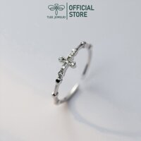 Nhẫn bạc nữ TLEE, nhẫn thánh giá đính đá tùy chỉnh size TLEE JEWELRY