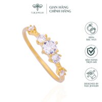 Nhẫn bạc nữ TLEE Snow Princess Fre mạ vàng 14k đính đá cao cấp NCJ A0139