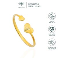 Nhẫn bạc nữ TLEE tim dẹt mạ vàng 14k cao cấp NCJ A0114