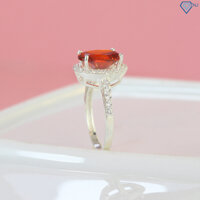 Nhẫn bạc nữ TNJ đính đá đỏ hột to sang trọng, viền đá mini lấp lánh khắc tên theo yêu cầu NN0387 - Trang Sức TNJ