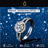 Nhẫn Bạc Nữ V Tròn Xi Vàng Trắng Cao Cấp 1 Carat Thương Hiệu PENDANT - Giấy Kiểm Định - N003