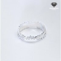 Nhẫn bạc nữ vòng nguyệt quế kín đá nhỏ xinh xắn, phụ kiện xinh con gái cá tính