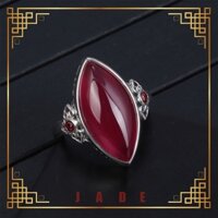 Nhẫn Bạc S925 Đính Đá Ruby Màu Đen