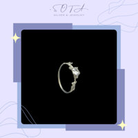 Nhẫn bạc S990 chạm khắc đính đá lấp lánh cách điệu sóng lượn cao cấp SOTA Silver NHAN2005