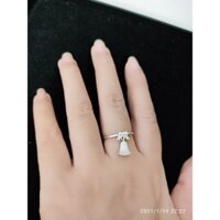 nhẫn bạc ta hình chuông nạm đá