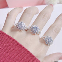 Nhẫn bạc ta , hoa sen đính đá , thiết kế tỷ mỷ - TÂN BẠC STORE