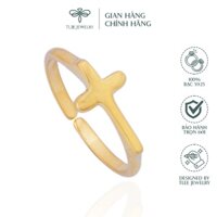 Nhẫn bạc TLEE thánh giá, chữ thập basic mạ vàng 14k NCJ A0106