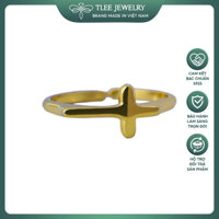 Nhẫn bạc TLEE thánh giá, chữ thập basic mạ vàng 14k TLEE JEWELRY A0106