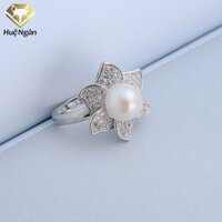 Nhẫn bạc Ý 925 Huệ Ngân - Hoa sen trắng RR1169