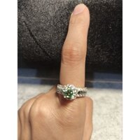 Nhẫn bạc Ý xi kim hột xanh ni 17 (ni to)