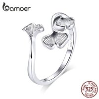 Nhẫn Bamoer Bằng Bạc 925 Hình Chiếc Lá Thời Trang